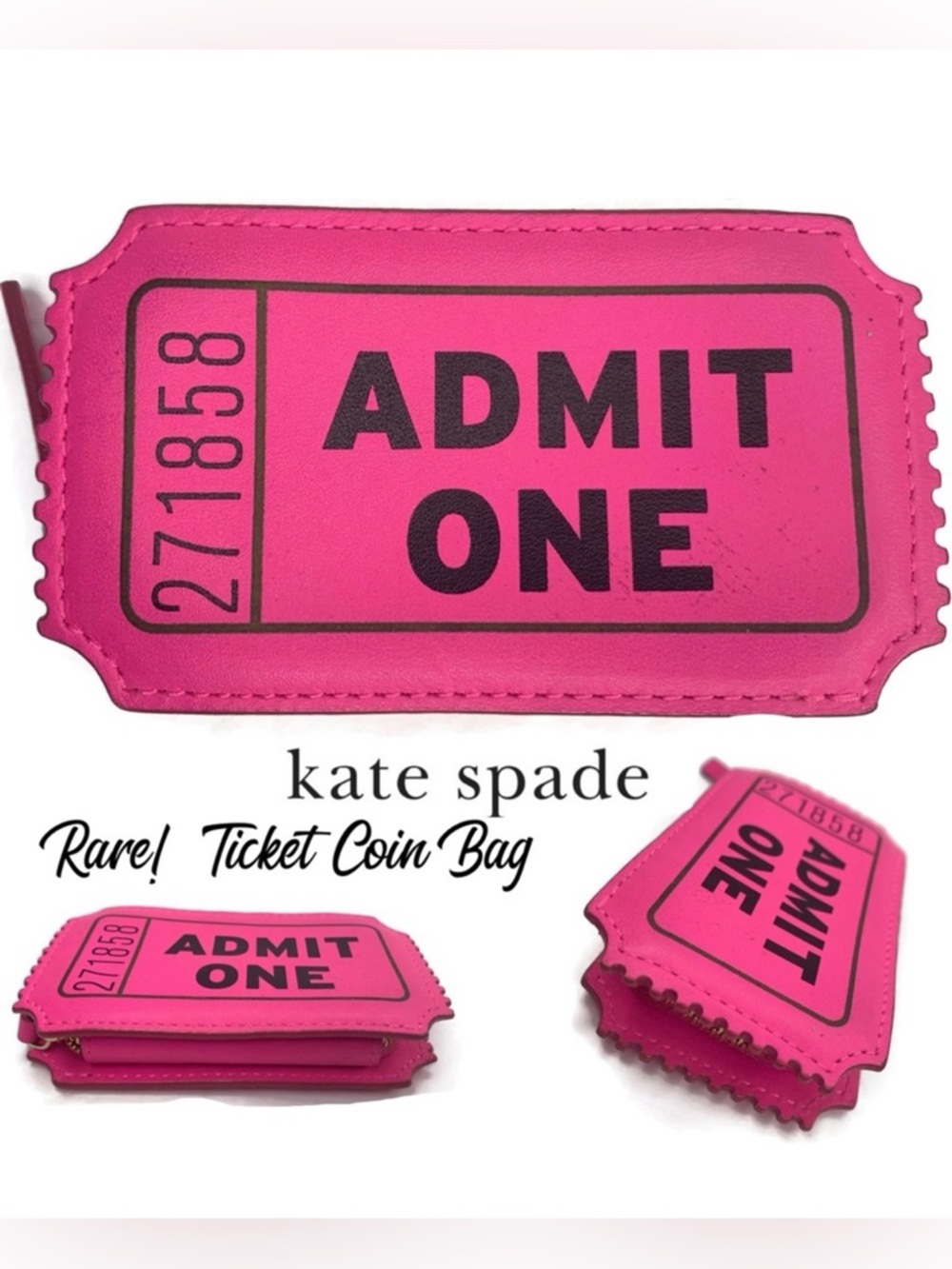 Kate Spade “Flavor of the Month” Admit One Ticket Coin Purse (RARE)